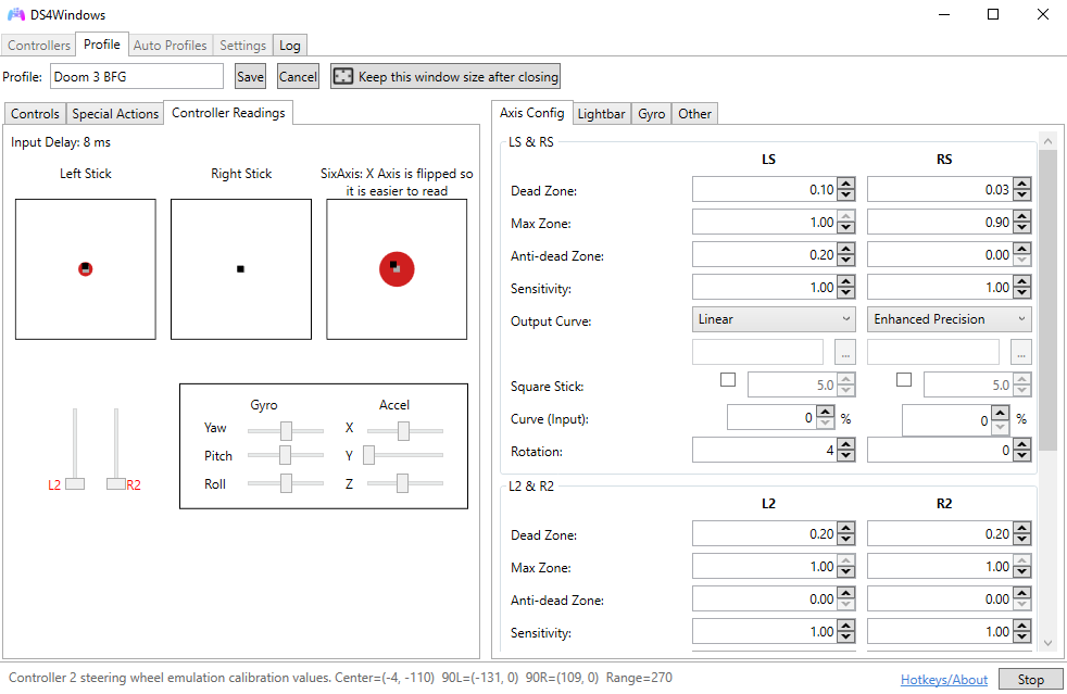 DS4Windows Real-Time Controller Monitoring - View battery level, gyroscope data, and input readings